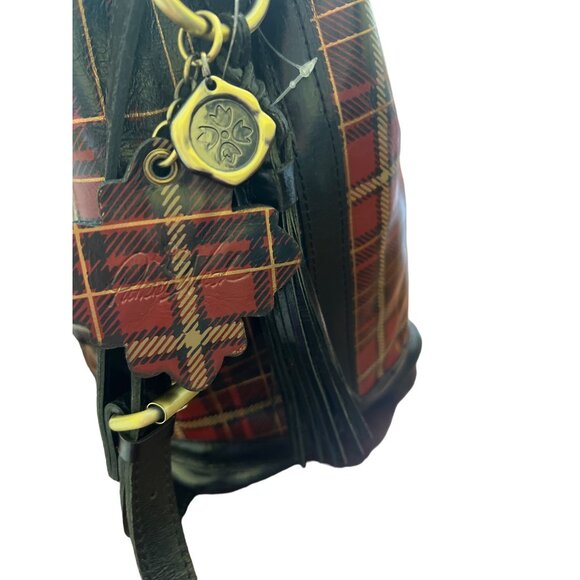Patricia Nash Tartan Melrose Leather Bucket Bag Purse Plaid Key Fob NWT - Picture 6 of 9